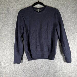 Banana Republic Sweater Women Medium Navy Blue Merino Wool Crew neck Preppy
